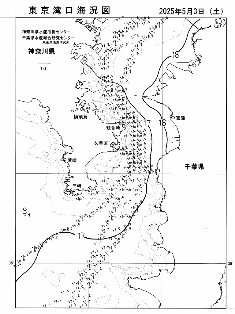 海況図, 東京湾口海況図 検索結果, (水温分布 等を図示)