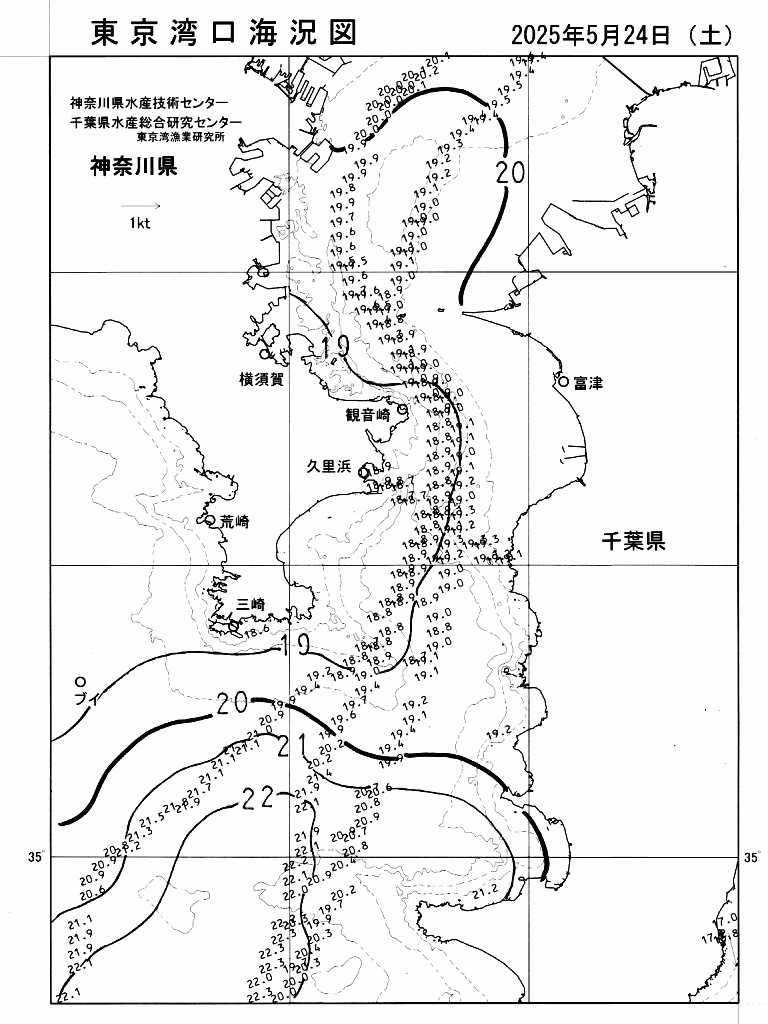 海況図, 東京湾口海況図 検索結果, (水温分布 等を図示)