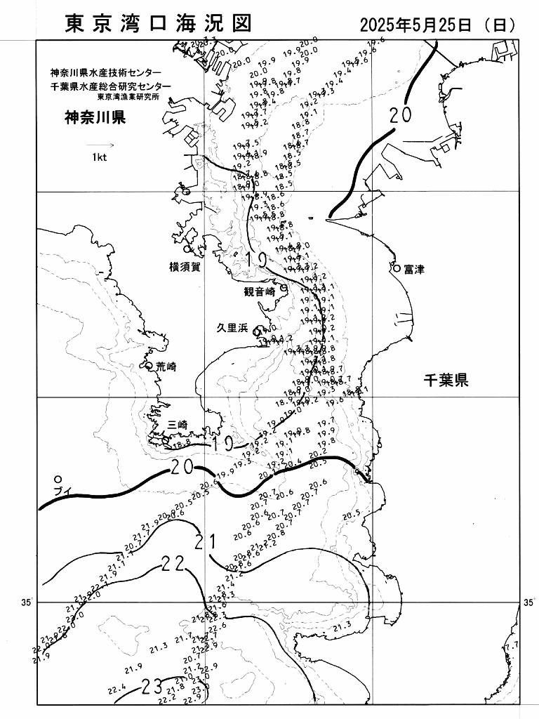 海況図, 東京湾口海況図 検索結果, (水温分布 等を図示)