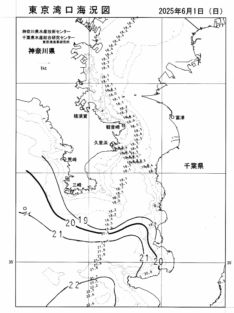海況図, 東京湾口海況図 検索結果, (水温分布 等を図示)
