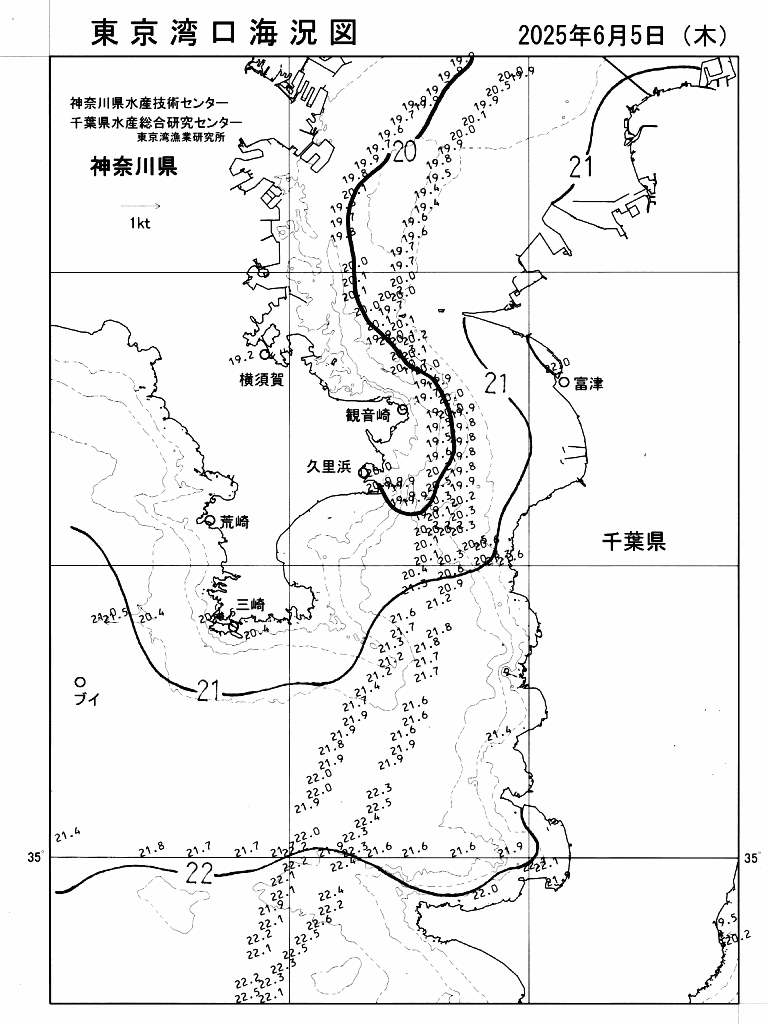 海況図, 東京湾口海況図 検索結果, (水温分布 等を図示)
