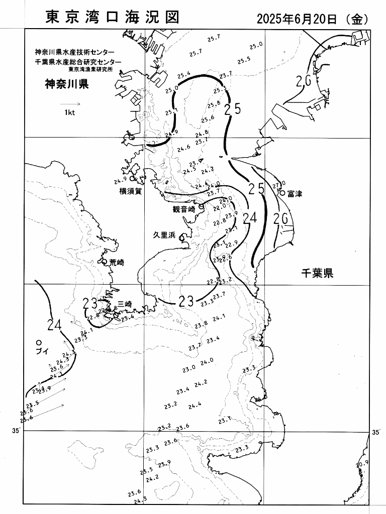 海況図, 東京湾口海況図 検索結果, (水温分布 等を図示)