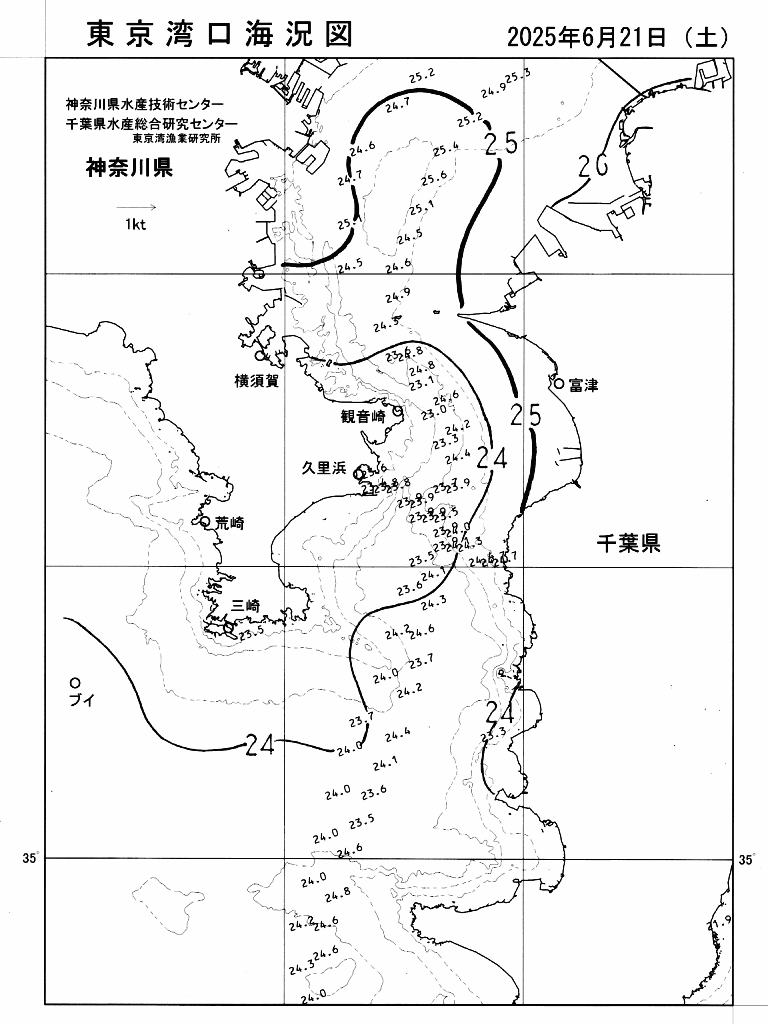 海況図, 東京湾口海況図 検索結果, (水温分布 等を図示)