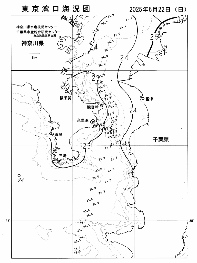 海況図, 東京湾口海況図 検索結果, (水温分布 等を図示)