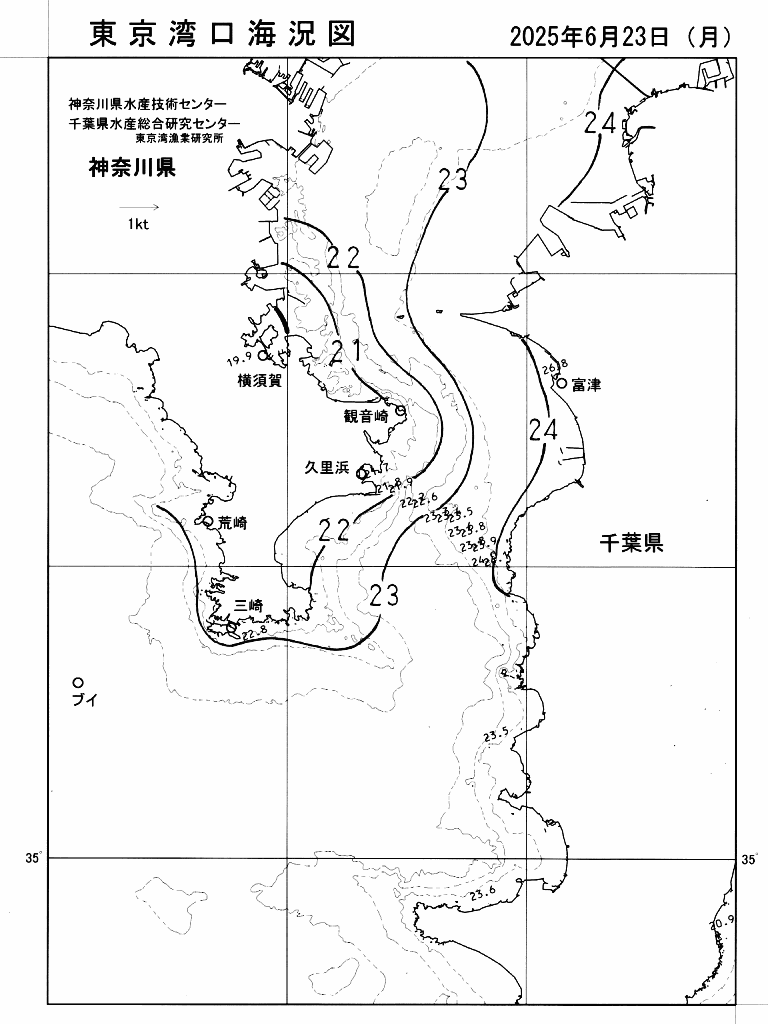 海況図, 東京湾口海況図 検索結果, (水温分布 等を図示)