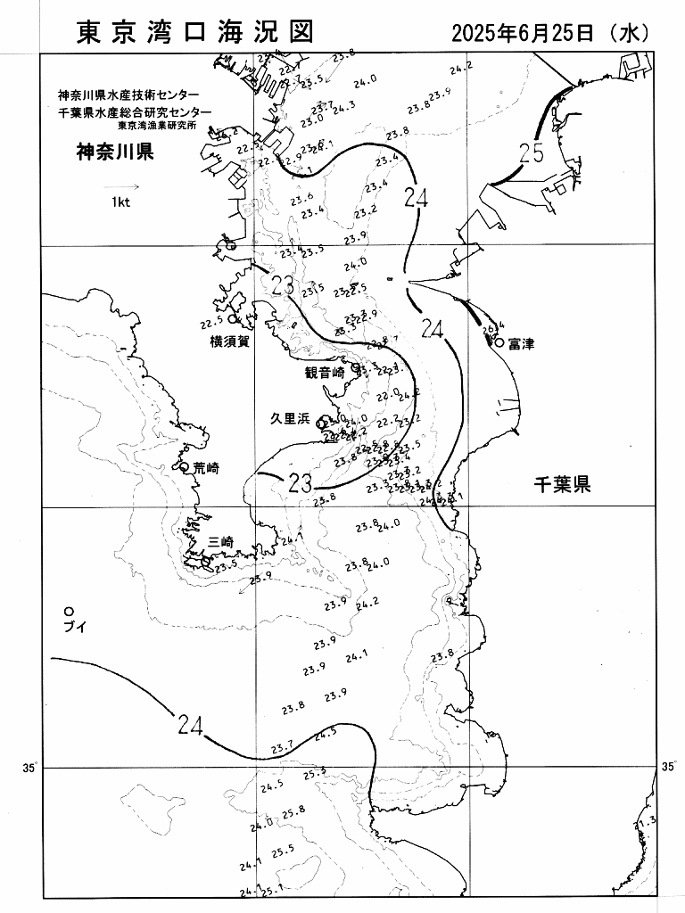 海況図, 東京湾口海況図 検索結果, (水温分布 等を図示)