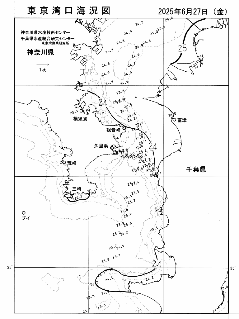 海況図, 東京湾口海況図 検索結果, (水温分布 等を図示)
