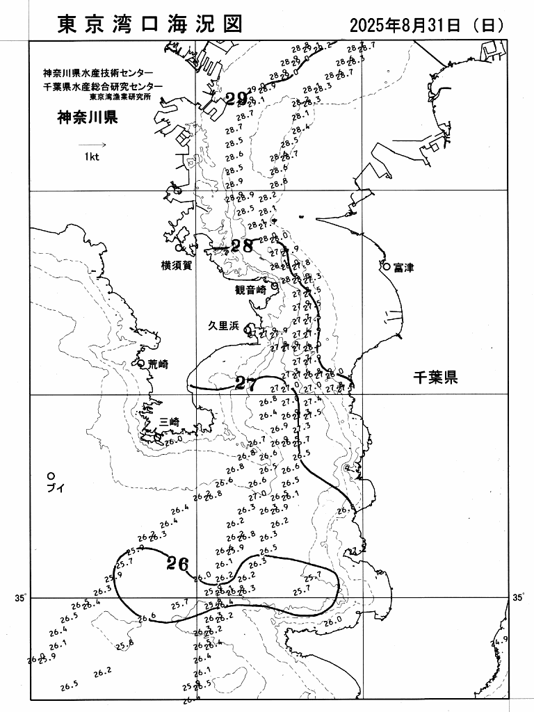 海況図, 東京湾口海況図 検索結果, (水温分布 等を図示)