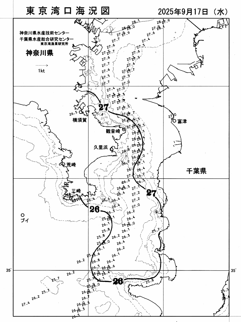 海況図, 東京湾口海況図 検索結果, (水温分布 等を図示)