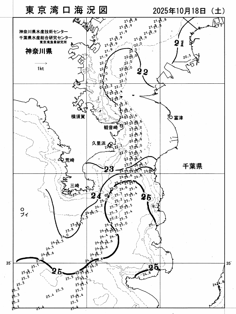 海況図, 東京湾口海況図 検索結果, (水温分布 等を図示)