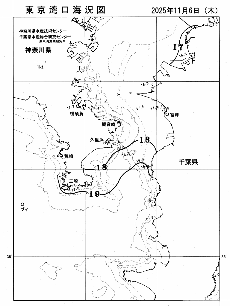 海況図, 東京湾口海況図 検索結果, (水温分布 等を図示)