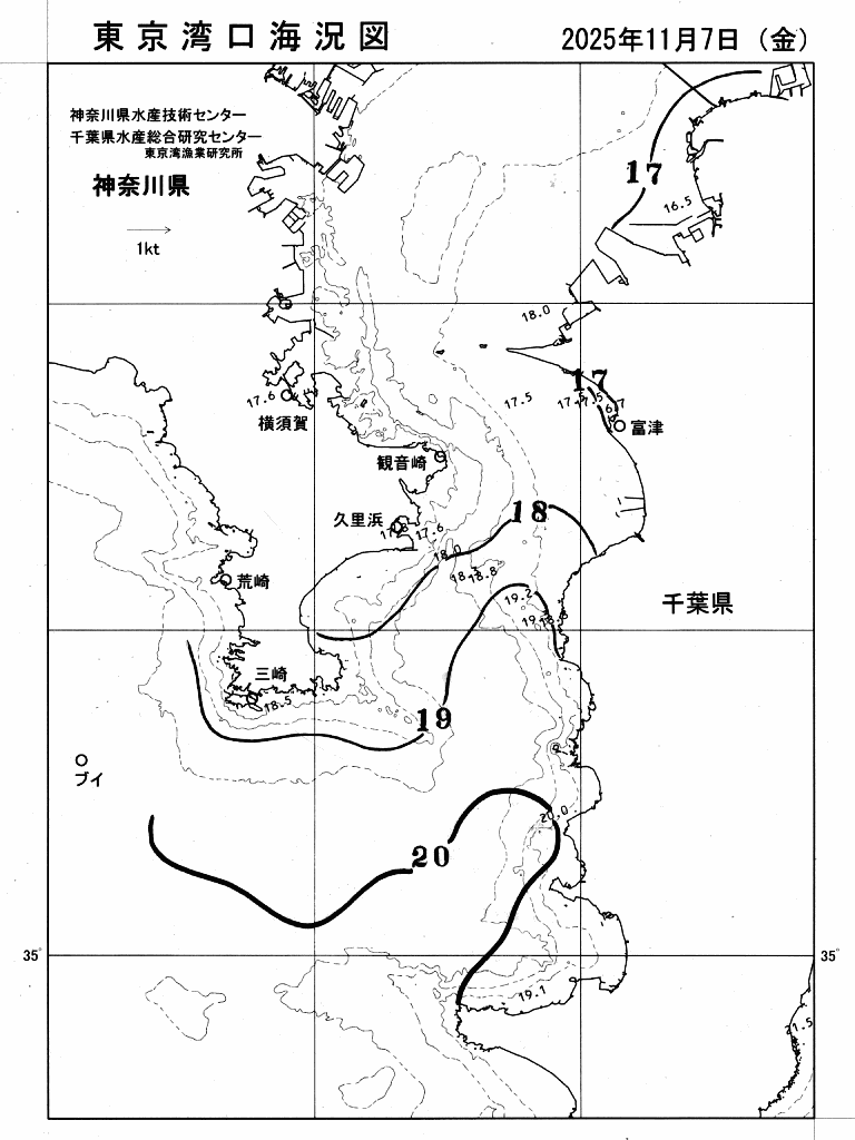 海況図, 東京湾口海況図 検索結果, (水温分布 等を図示)