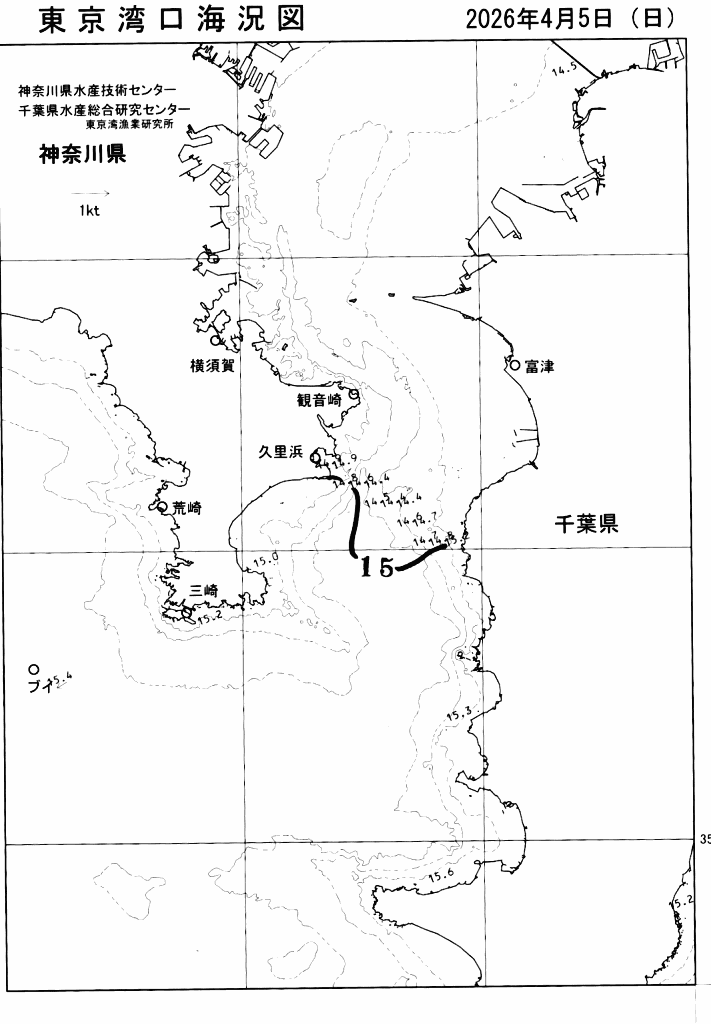 海況図, 東京湾口海況図 検索結果, (水温分布 等を図示)