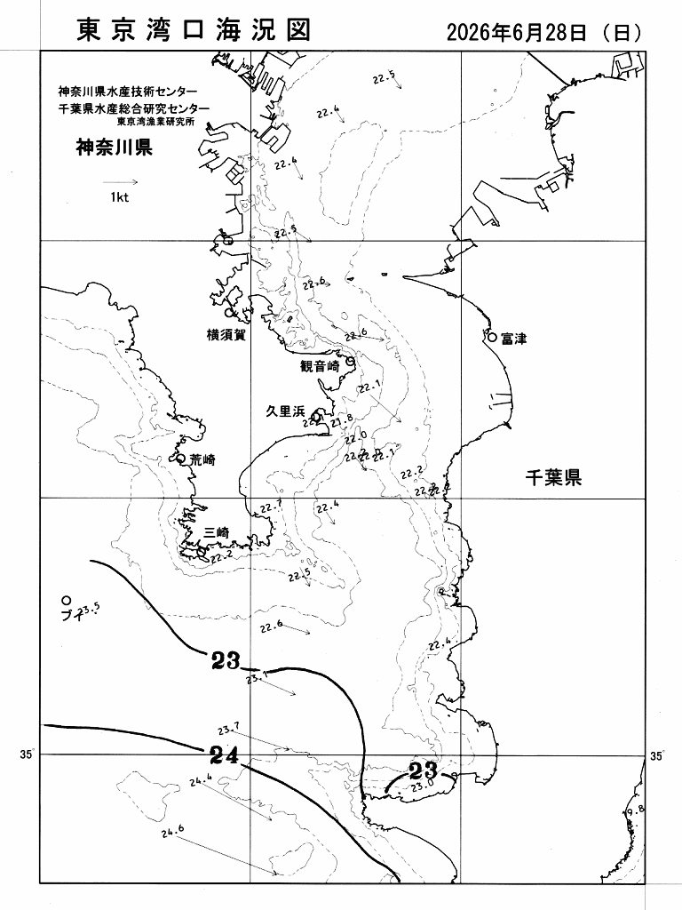 海況図, 東京湾口海況図 検索結果, (水温分布 等を図示)