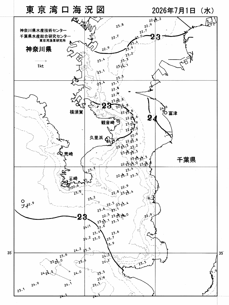 海況図, 東京湾口海況図 検索結果, (水温分布 等を図示)