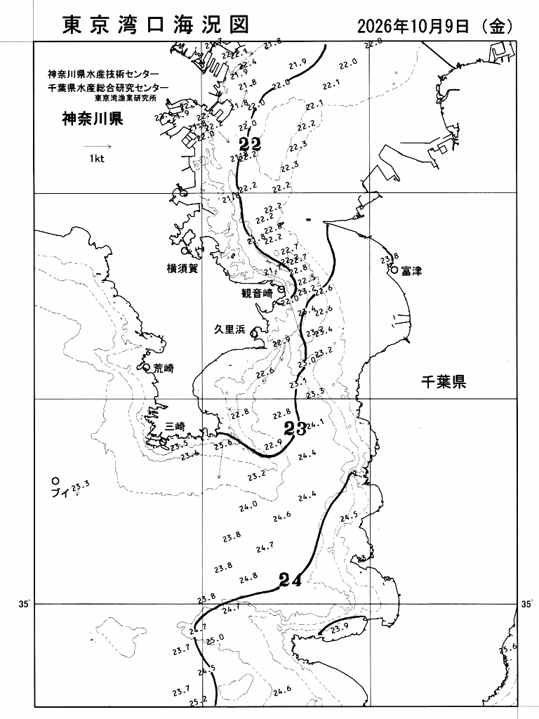 海況図, 東京湾口海況図 検索結果, (水温分布 等を図示)