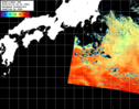 NOAA人工衛星画像:黒潮域, パス=20251014 00:53 UTC